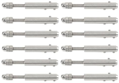 WANGBINGXING Drahtseilklemme 12 Stück Handschraubenklemme Drahtseil 4 mm Gewindebolzen Spannung Endbeschlag mit Sechskant Madenschraube Bolzen Schnalle for Treppendeckpfosten Seilklemme
