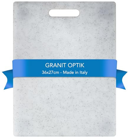 WUITOKI Tagliere da cucina plastica, grande, 36 x 27 cm, antiscivolo, lavabile in lavastoviglie, effetto granito, privo di BPA, delicato sulla lama, 1 pezzo