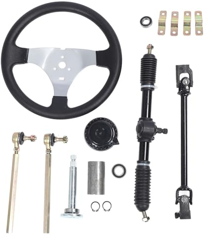 Bediffer Universelles Lenkrad-Set, 300 Mm Stahl mit Guter Einstellbarkeit Go-Kart, Cart, UTV, Passend 110 125 140 150 Andere Teile