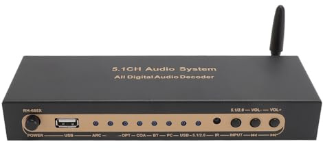 5.1-Surround-Sound-Decoder, 192 kHz, 24 Bit, Unterstützt 4K-HDMI-Digital-Audio-Decoder mit Fernbedienung, Digitales Analoges Audio-Video-System (EU-Stecker)
