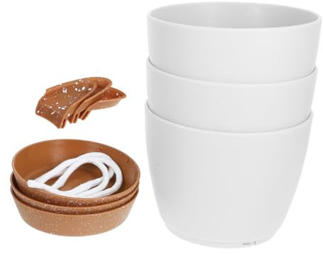 Mipcase Lot De 3 Pots De Fleurs À Arrosage Automatique Design Élégant pour La Maison Le Bureau L'école Les Et Les Fleurs