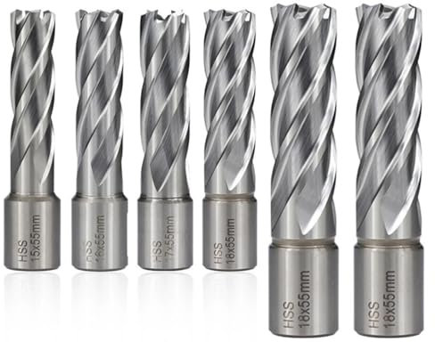WHARGTSL Punta da Trapano Cava HSS 15/16/17/18/37mm Punta da Trapano Magnetica Fit for Codolo Weldon Taglierina for Sega a Tazza Adatta for Strumento di Perforazione dei Metalli(18x55mm)