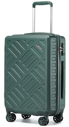 Supercase Klein Koffer Trolley Handgepäck Reisekoffer Leicht Hartschalenkoffer ABS+PC mit 4 Rollen und TSA-Schloss Teleskopgriff Rollkoffer 55×38×20cm Dunkelgrün