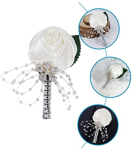 BESPORTBLE Brautstrauß Für Hochzeit Elegante Kunstblumen Corsage in Weiß Für Bräutigam Braut Und Trauzeugin Hochzeitsaccessoire Für Verschiedene Anlässe