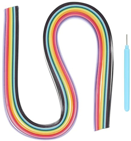 MECCANIXITY Paper Quilling Kit, 21.3 Inch 5mm 24 Colors Paper Quilling Strips with Blue Pen for Beginners DIY Hand Crafts Teaching Tools Flower Decoration(Multi-Colored, Pack of 120)