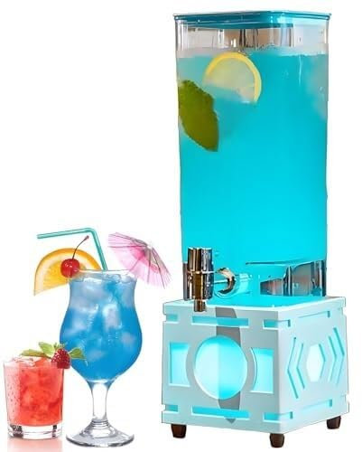 Tireuse à bière 3 L avec éclairage LED – Robinet à bière en Acier Inoxydable for fêtes, Bars et Clubs – Style Brasserie française(Blue)