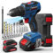 Perceuse Visseuse Sans Fil 20V, Visseuse Devisseuse Sans Fil Brushless avec 2 Batteries 2.0Ah, 60Nm, 25+1 Réglages de Couple, 2 Vitesses, LED, 25 Accessoires et Valise, pour la Bricolage