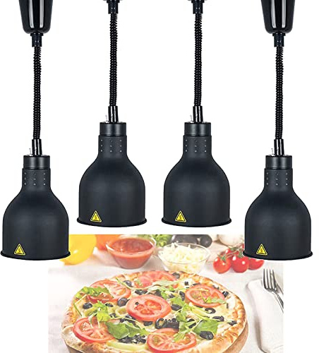 MYUYEE Lampe chauffante réglable pour Aliments Chauffe-Plats Lampe chauffante télescopique Lampe chauffante Infrarouge Longueur télescopique : 60 à 180 cm Noir,Noir