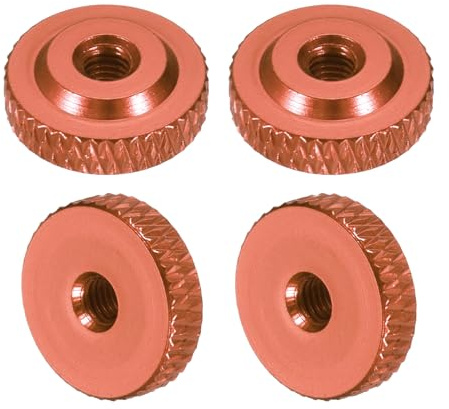 sourcing map 4 Stück gerändelte Rändelmuttern, M3 x 12 mm x 4 mm, weibliche Schulter, Aluminium, flach, Durchgangsloch, Verriegelungsmuttern, Griffknopfverschlüsse für 3D-Drucker-Teile, Maschine, DIY