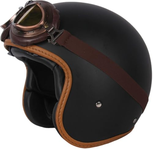 Rétro Casque À Face Ouverte Demi-Jet Casque Scooter avec Visière Open Face Classic Casque Moto Jet Vintage Dot/ECE Homologué Casque Bol Moto Bols pour Homme Et Femme