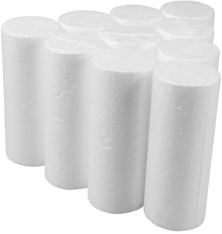Artibetter 10pezzi Cilindri di Schiuma Bianca Artigianato Fai da Te Decorazione per Intaglio e Pittura Forniture per Arti e Mestieri Leggero e Resistente per Alberi di Natale e Allestimenti P