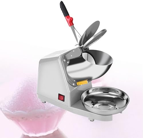 Electric Ice Crusher Shaver - Stainless Steel Snow Cone Maker for Cocktails, Desserts, and Cold Drinks with Dual Blades