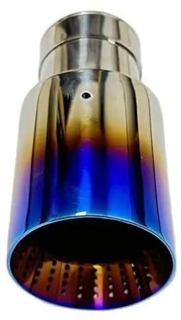 OGJFD Embout D'echappement 1 Pièces Pièces Automobiles Tuyau D'échappement Silencieux Queue Gorge Acier Inoxydable Rôti Bleu Grand Diamètre Trompette Bouche Gorge Queue(54mm-89mm)