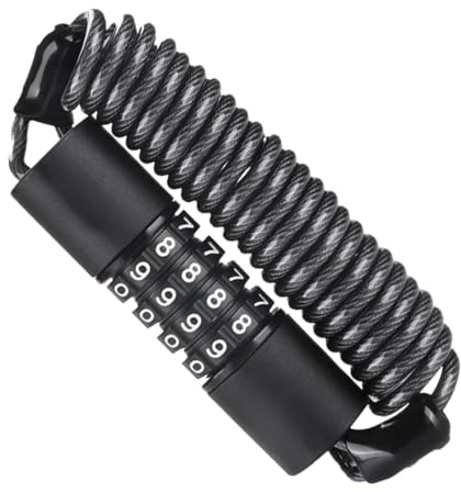 Candado Antirrobo Bicicleta y Patinete Eléctrico - Cable de Acero de 1500 mm, Candado Bicicleta Antirrobo con Contraseña de 4 Dígitos, Alta Durabilidad, Fácil de Configurar, Universal (Black)