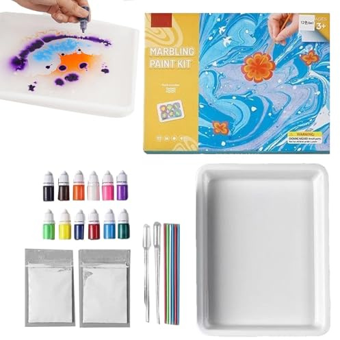 Handgefertigtes Marmorierfarben-Set, Wasserfarben-Set, Malset, Weihnachten, Erntedankfest, Ostern, Feiertage und Mädchen im Alter von 6 7 8 9 10 Jahren