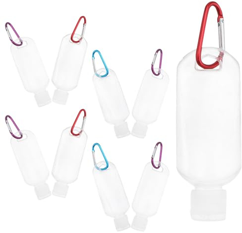 Gatuida 10pcs Refillable Travel Bottle with Plastic Flip Cap and Carabiner Hook Portable Reusable Lotion Containers for Shampoo Body Wash Hand Cream Compact for Outdoor Random Color