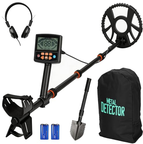 Metal detector per adulti professionale, Pinpoint & Disc & Memory & Jewelry & FLL Metal 5 modalità, bobina impermeabile IP68 da 10 pollici, con display LCD, metal detector per spiaggia/fiume/caccia al