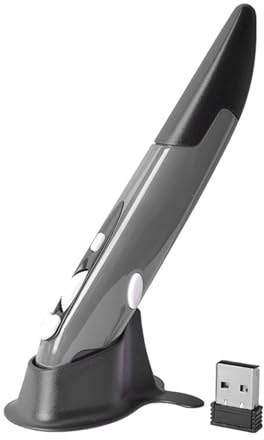 Garsent Mouse Ottico Wireless con Penna Tascabile, Mini Mouse Ottico Wireless USB da 2,4 GHZ, Regolazione a 3 velocità, Ergonomico per PC Portatile e Notebook (GREY)