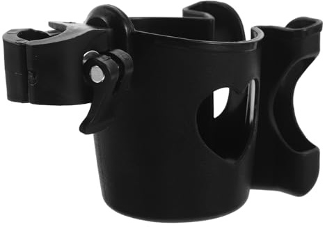 UKCOCO Portavasos para Bicicleta, Andador y Carrito de Ñiño, Soporte Ajustable para Teléfono y Bebidas, Base Antideslizante, Color Negro, Accesorio Multifuncional para Movilidad