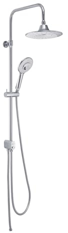 Colonne de douche Music 00 Blanc et Chrome avec diffuseur Bluetooth, Pommeau de douche Ø 23 cm 1 Jet, Douchette 1 Jet, Flexible Acier Inoxydable 60 cm, Déviateur à Deux Voies avec Bouton