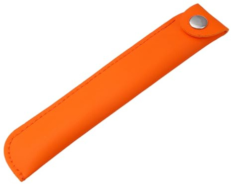 FGDTREE Retro Pen Bag PU matita in pelle tinta unita singolo sacchetti scuola ufficio forniture singolo con bottone a pressione in pelle PU per la scuola, Arancione, Bellezza di massa