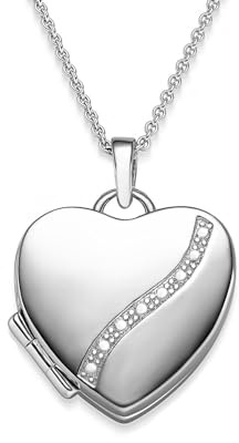 Geschenk zum Muttertag, Damen Herz Medaillon Treasure zum Öffnen aus Silber | von AMOONIC, Foto Upload Service & Gravur, Eine Erinnerung von Herzen