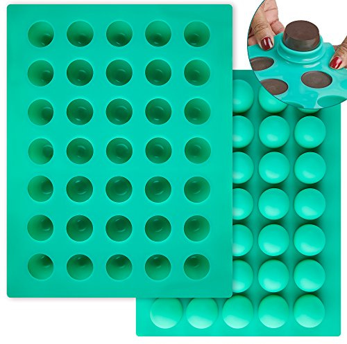 O'crème Truffle Silicone Molds, Round Silicone Mold - Commercial and Non-Commercial Use - Sphere Molds for Chocolate Truffles, Ganache, Jelly, Candy, Pralines and Caramels (40mm Diameter x 35mm High)