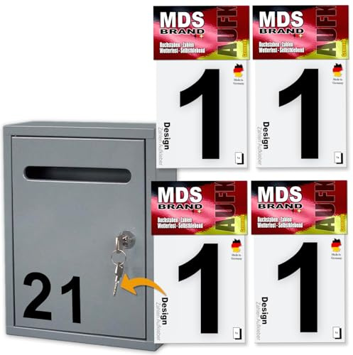 10cm Zahlen Aufkleber Design | Selbstklebende Klebezahlen für Briefkasten, Mülltonne, Hausnummer Aufkleber für Außen & Innen Schwarz (1)