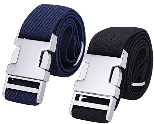 Kajeer Boy Kids Belt, Toddler Elastic Belts, Easy Clasp Adjustable Child Zinc Alloy Buckle Belt for Boys Girls 2 PCS (Navy Blue/Black)
