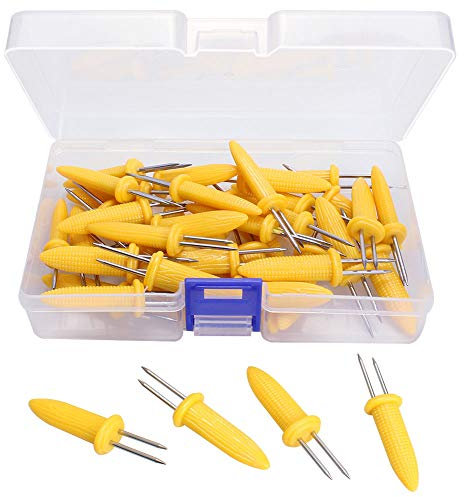 Hysagtek 36 Stück Maiskolben Spieße, Edelstahl Mais Spieße mit Aufbewahrungsbox, Maiskolben Halter Mais Piekser für Party, Picknick, BBQ, Food Festival