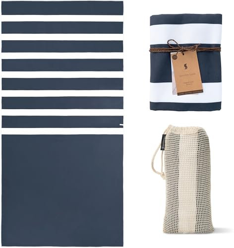 SummerSand Mikrofaser Strandtuch XL - Sandfrei, Kompakt und Schnelltrocknend - Ideal als Strandhandtuch, Badehandtuch, Reisehandtuch und Saunatuch - Microfaser Badetuch Groß 160 x 80cm - Blau