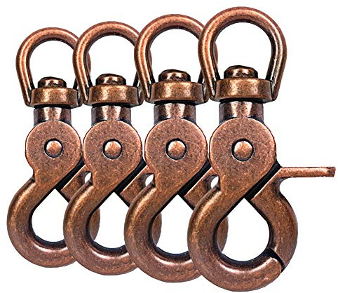 Ganzoo Scheren-Karabiner Haken mit 360° Drehgelenk, braun/Kupfer, 4er Set 61 mm aus Zinkdruckguss, Trigger-Head aus nichtrostendem Stahl, für Leine Halsband Paracord 550