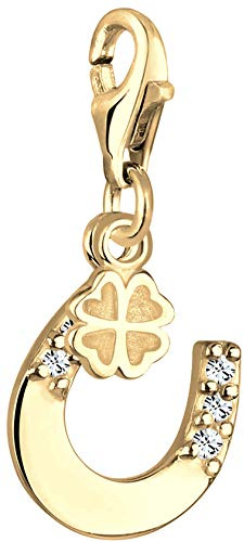 Nenalina goldener Hufeise Karabiner Charm Anhänger Bettelarmband 925 Silber