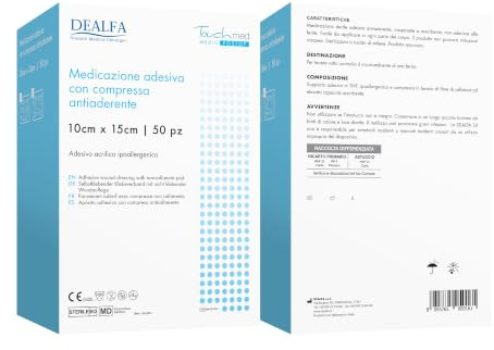 TOUCHMED Cerotto Adesivo Sterile in TNT con Compressa Antiaderente - 10x15 cm - Traspirante e Assorbente - Ottima Adesività - Monouso - Confezione da 50 Pezzi