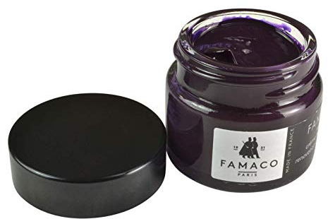 Famaco Leather Repair & Dye Cream 15ml | Self Seal Colourant for Quick Scratch Repairs & Re-Colouring | Suitable for Most Leather Items from Footwear to Upholstery (Purple Quetsche)