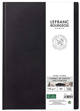 Lefranc Bourgeois 301347 Studio Skizzenbuch 80 Blatt - A4, 110 g/m², Skizzenpapier mit feinkörniger Oberfläche zum Zeichnen mit Bleistiften, Kreide, Kohle und anderen Trockentechniken