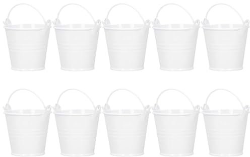 Lot de 10 Pots de Fleurs en Fer, Mini Seau en Métal Pot de Fleur Suspendu Exterieur pour Décoration Cadeau Baptême Jardin Balcon Fête Mariage