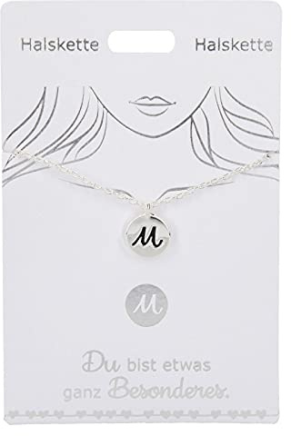 Depesche 4710-029 Halskette mit dem Buchstaben M als Anhänger, versilbert, variabel in der Länge tragbar (42 cm + 5 cm), ideal als Geschenk oder kleine Aufmerksamkeit