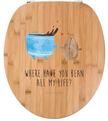 Mr. & Mrs. Panda Motiv WC Sitz Kaffee Bohne - Geschenk, lustige Sprüche, Genuss, Klobrille, Tiere, Gute Laune, Tiermotive, WC-Sitz, Toilette,