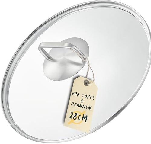 SILBERTHAL Tapa cazuela 28 cm - Tapadera de cristal y acero inoxidable para cazuelas, ollas, cacerolas y sartenes
