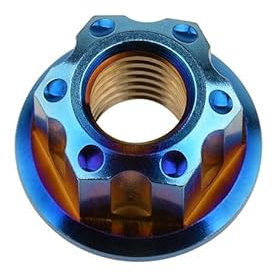 Cfty Sicherungsmutter Titan-Hex-Flanschmuttern Ti M6 M8 M10 M12 M14 M16 Nussschrauben Bolzen for Motorrad Fahrrad Fahrrad Zubehör Fahrrad(Blue,M6)