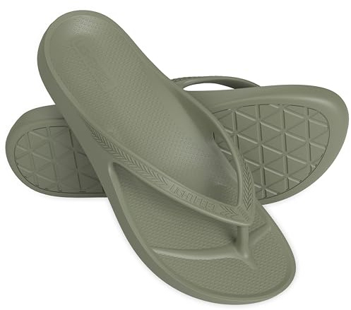 Lightfeet Arch Support Flip Flops,Australische Podologen Designed FlipFlops für Frauen & Männer verhindern müde schmerzende Beine, khaki, 42 1/3 EU