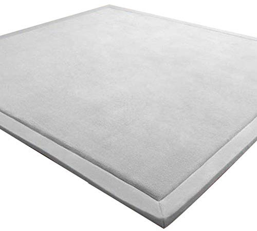 LEHOUR Engrosamiento Coral Terciopelo Alfombra Manta de rastreo para niños Alfombras Suaves de Tatami Antideslizante para niños Enlarge Play Mat (Gris, 130 * 190CM)