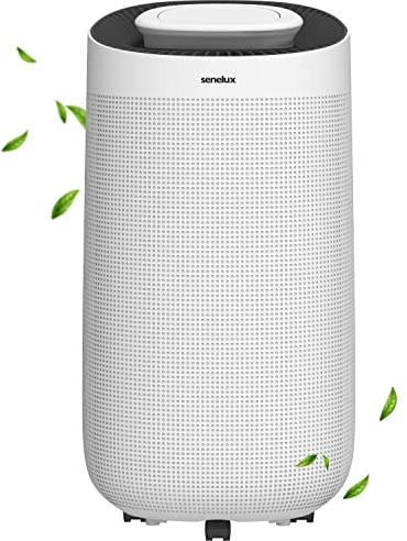 Senelux 12L/Day Dehumidifier, Portable Electric Dehumidifier with 3.2 L Water Tank Continuous Drainage, Timer, Washable Filter, Intelligent Humidity Control for Home Damp Bedroom Kitchen Basement