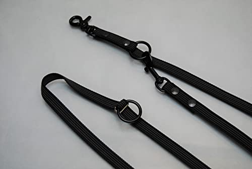 Extra Lange Leine grau, gummiert 4-Fach verstellbar 4m x 15mm, Scheren-Karabiner