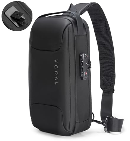 VGOAL Sling Backpack Men'S Chest Bag Schulter Crossbody Sling Backpack für Männer mit USB-Ladeanschluss Umhängetasche