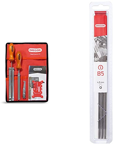 OREGON 4.0mm (5/32-Inch) Chain Sharpening and Bar Maintenance Kit & 5/32-Inch (4.0 mm) Chainsaw Chain Sharpening Round Files to Sharpen 1/4-Inch, 3/8-Inch Low Profile Saw Chains, 3 Pack (Q70509C)