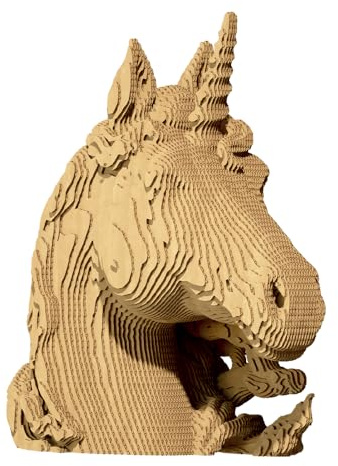 CARTONIC Einhorn 3D-Puzzle aus Karton – Skulptur-Bausatz | 65 Teile, 18 × 18 × 9 cm – Bastelset aus recycelter Pappe zum Stecken & Bemalen, für Jugendliche & Erwachsene, Geschenkidee