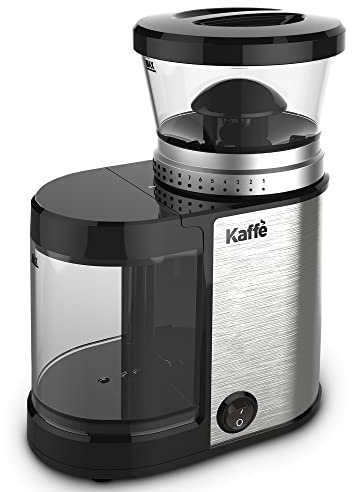 Kaffe Electric Coffee Burr Grinder - 5.5oz - Stainless Steel (Cleaning Brush Included)