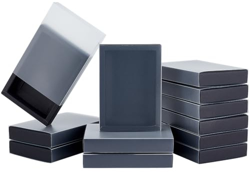 BENECREAT 16 Stück Schwarze Kraftpapier Geschenk-Schubladenbox, 13.8x9.7x2.5cm Geschenkschubladenbox Mit Durchscheinendem Kunststoffdeckel Und Mattiertem PVC-Fenster Für Hochzeitsgeschenk